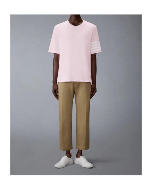 Thom Browne Pink Stripe Detail T-Shirt for men