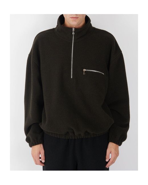 Rier Black Half-Zip Fleece Sweatshirt for men