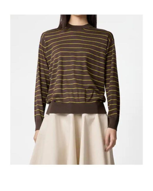 Tod's Brown Long-Sleeve Striped Sweater