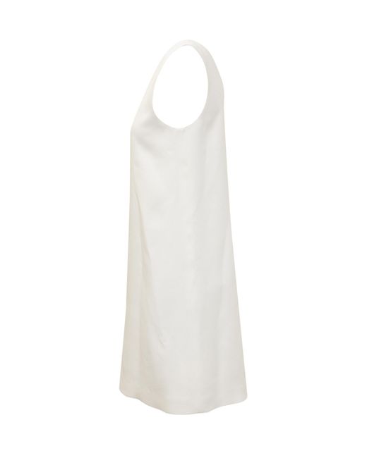 Jil Sander White Round Neck Sleeveless Shift Dress