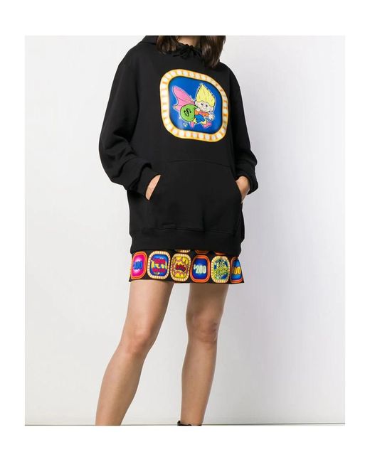 Moschino Black Cartoon Logo Printed Hooded Sweater