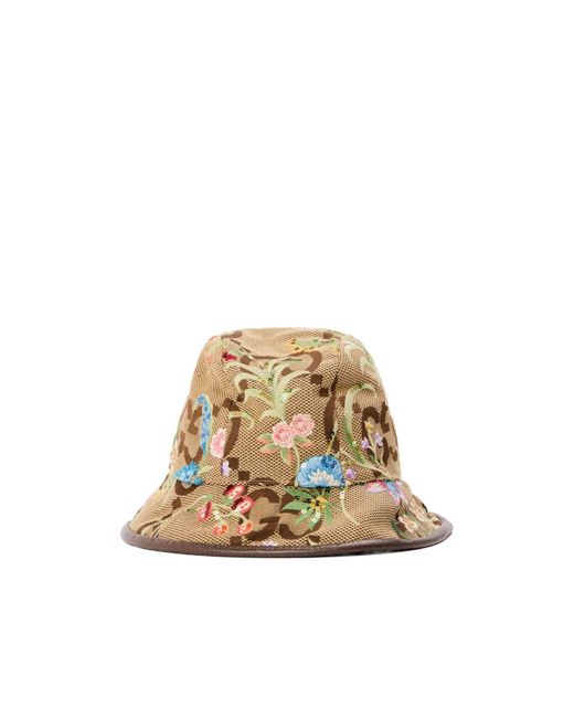 Gucci Natural Embroidered Fisherman's Hat