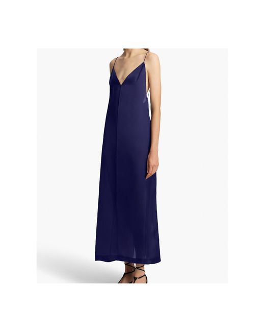 Khaite Blue Tulula Satin Slip Maxi Dress