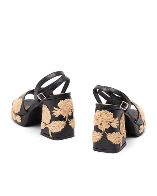 Castaner Black Castañer Vasilia Embroidered Floral Motif Sandals