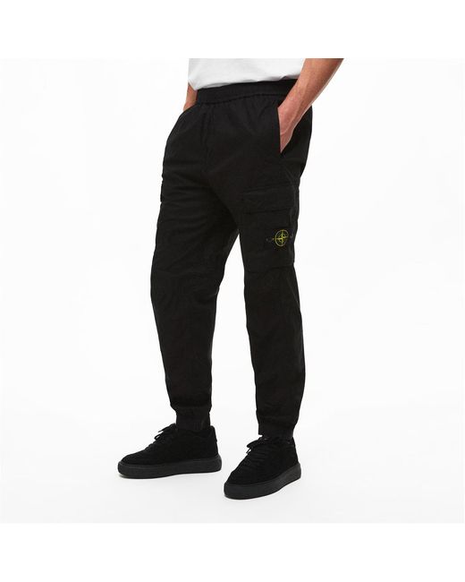 Stone Island Black Logo Cargo Track Pants for men