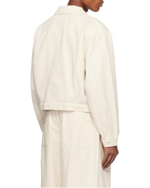 Lemaire White Buttoned Cropped Denim Jacket for men