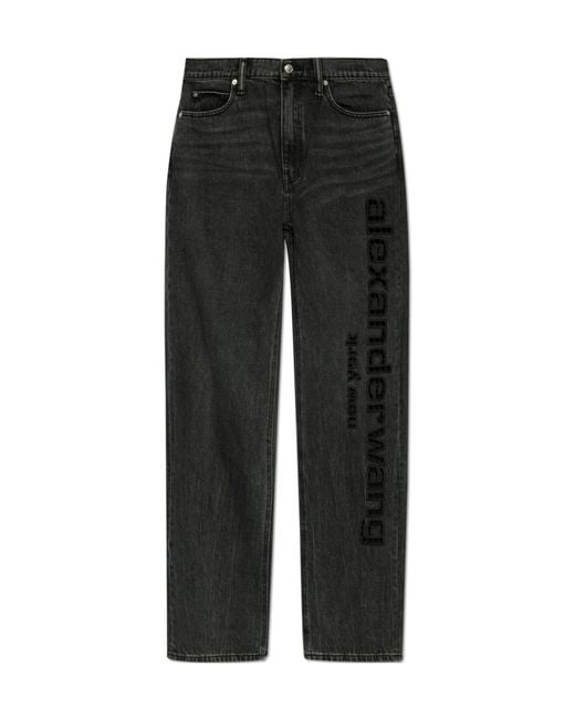 Alexander Wang Black Logo Embroidered Straight Leg Jeans