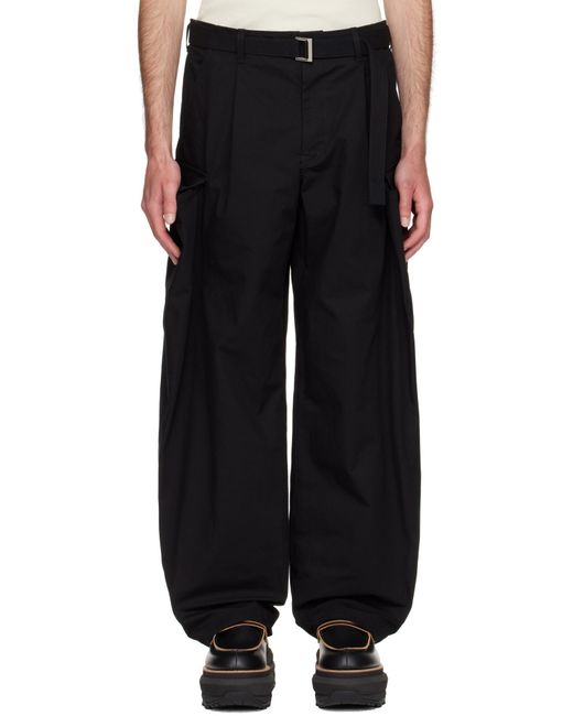 Sacai Black Belted Trousers for men
