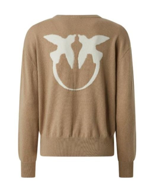 Pinko Brown Martinica Logo Intarsia Jumper