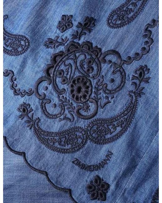 Zimmermann Blue Embroidered Midi Dress