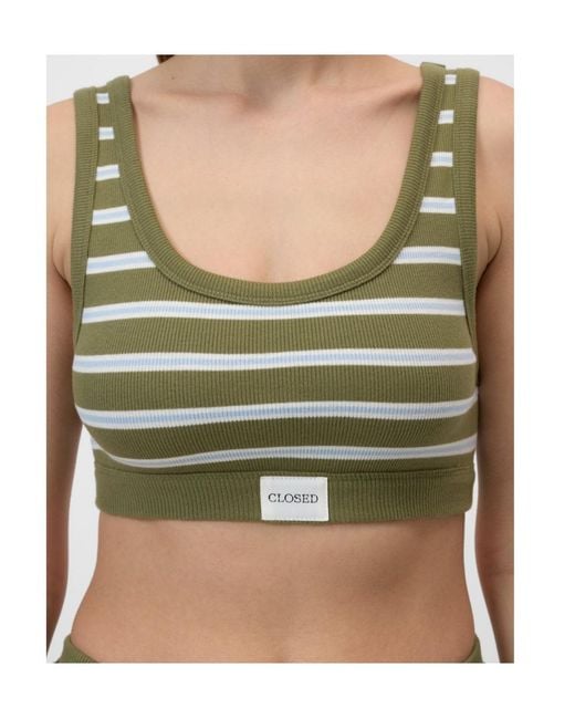 Closed Green Ribbed Cotton Bralette