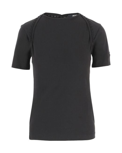 Jacquemus Black Embellished Button-Back Top