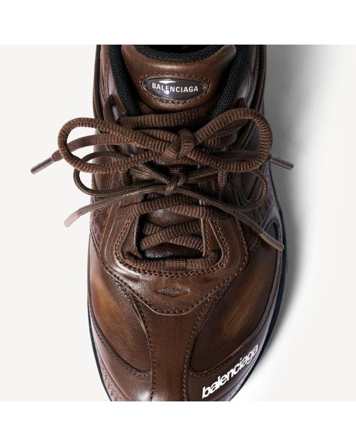 Balenciaga Brown Radar Leather Sneaker for men