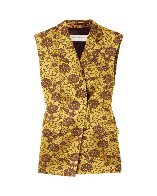 Dries Van Noten Metallic Asymmetrical Jacquard Vest