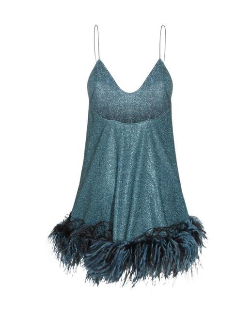 Oseree Blue Oséree Lumière Plumage Sleeveless Mini Dress