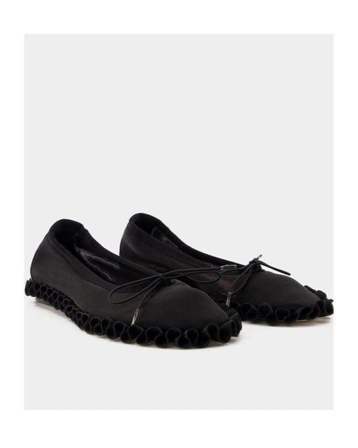 Simone Rocha Black Frilled Mesh Slip-On Ballet Flats