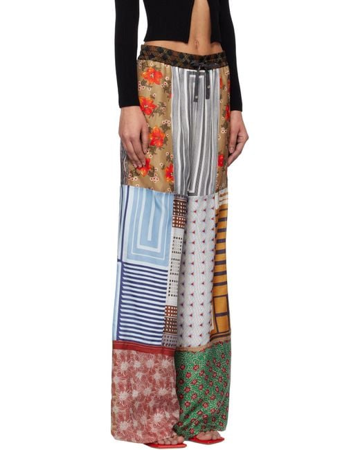 MARINE SERRE Multicolor Regenerated Silk-Scarves Trousers for men