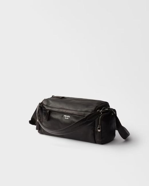 Prada Black Distressed Zipped Shoulder Bag for men