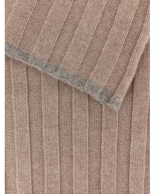 Brunello Cucinelli Natural Knitted Finished Edge Scarf for men