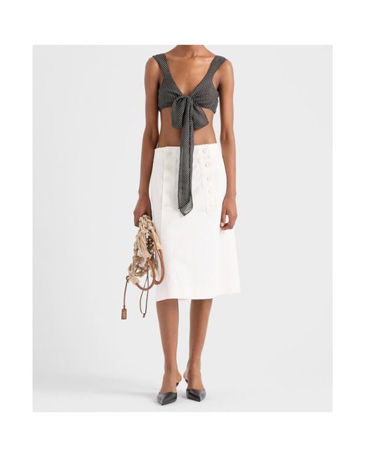 Prada White Button-Detailed Skirt