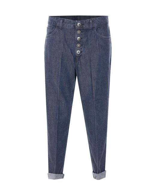 Dondup Blue Koons Tapered Cuffed Jeans