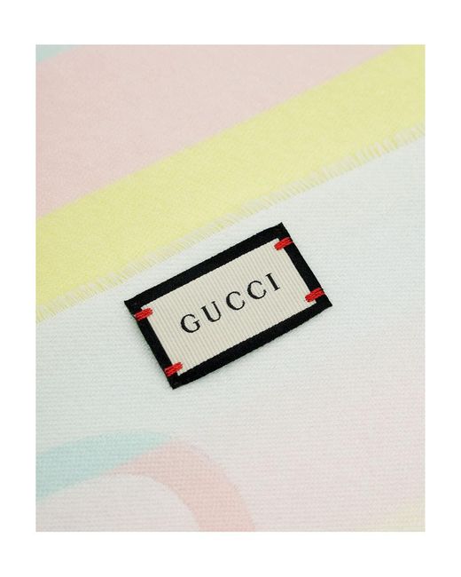 Gucci White Striped Wool Scarf