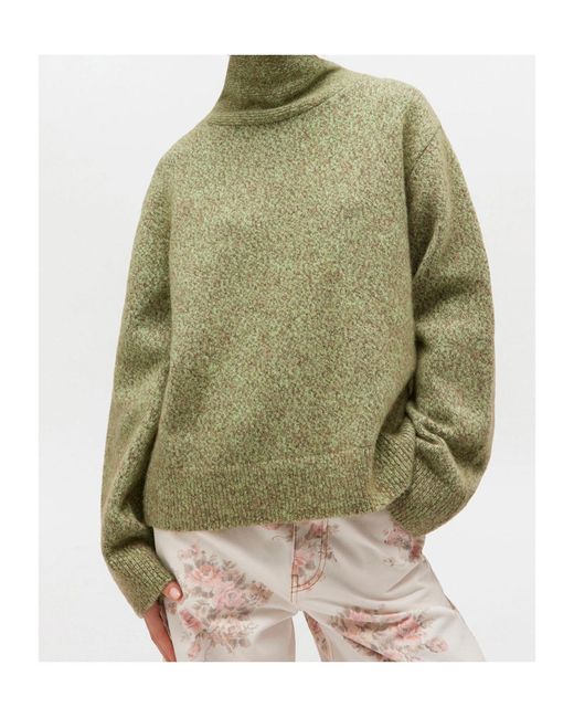 Ganni Green Open-Back Sweater
