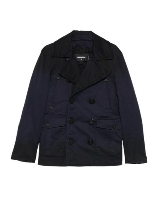 DSquared² Blue Double Breasted Coat for men