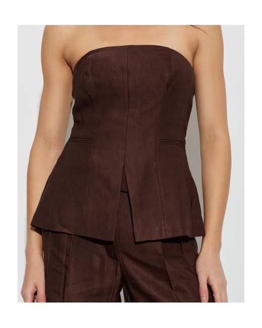 AllSaints Brown Off-Shoulder Top