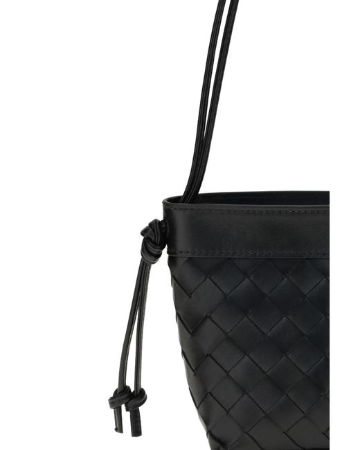 Bottega Veneta Black Intrecciato Strapped Shoulder Bag