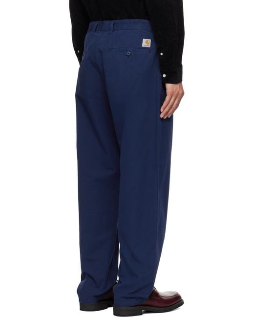 Carhartt Blue Logo-Patch Trousers for men