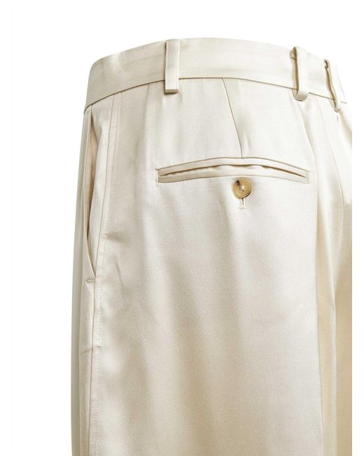 Totême  Natural Totême Wide Leg Pleated Trousers