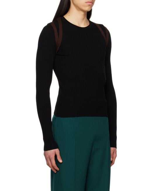 Dion Lee Black Harness-Detail Long-Sleeve T-Shirt for men