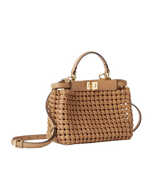 Fendi Brown Cappuccino-Colored Woven Leather Bag