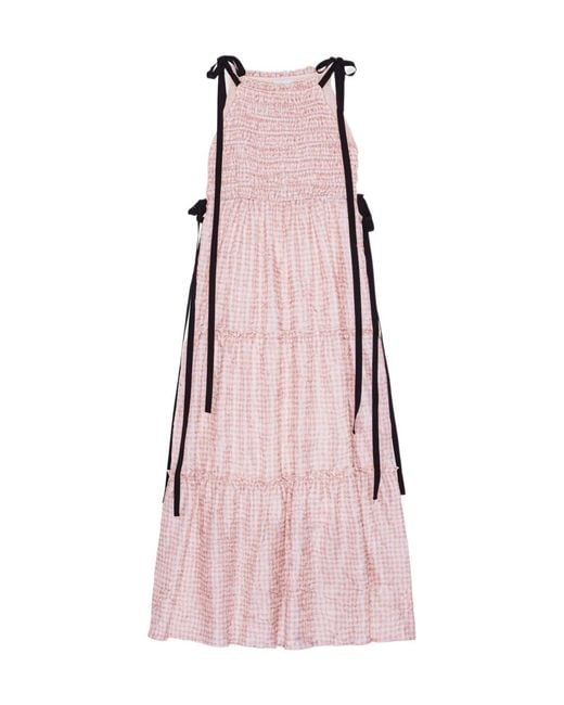 Ganni Pink Dress With A Check Pattern