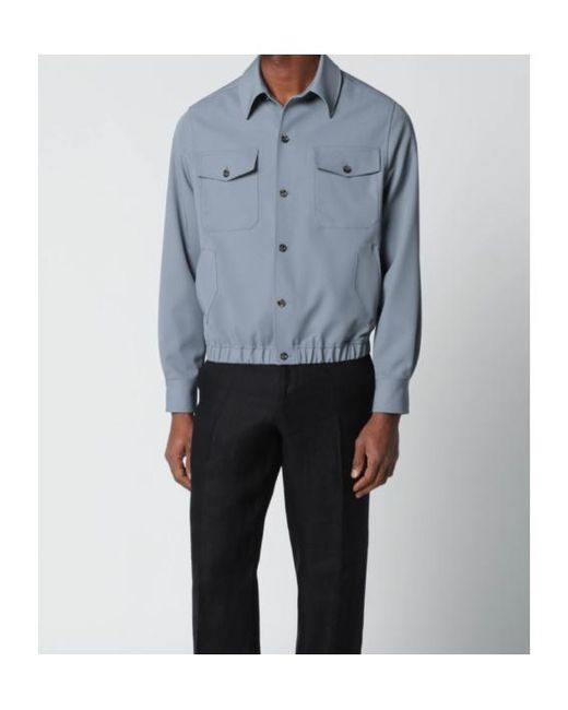 Lardini Blue Buttoned Shirt Jacket for men
