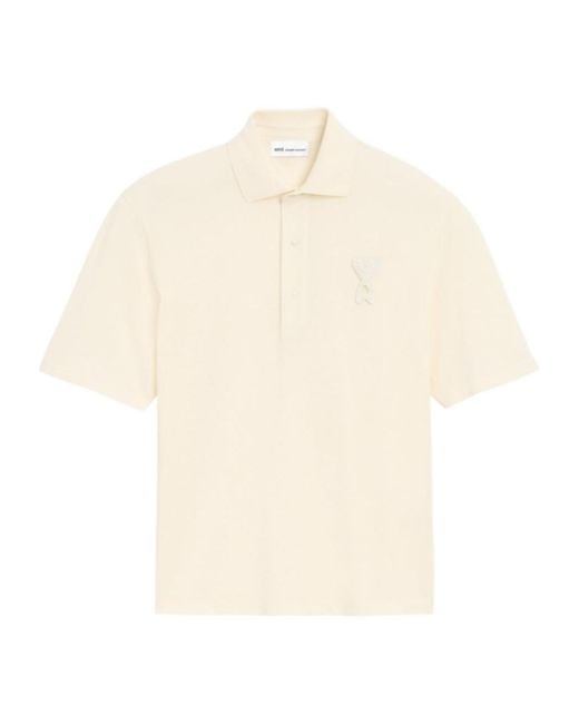 AMI White Ami Ami De Coeur Short-Sleeved Polo Shirt for men