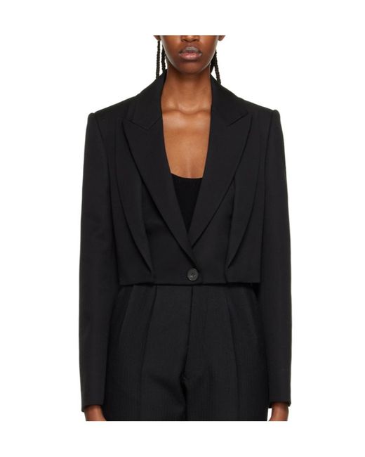 McQueen Black Cropped Knit Tailored Jacket