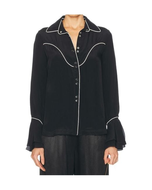 Johanna Ortiz Black Piped-Cuff Shirt