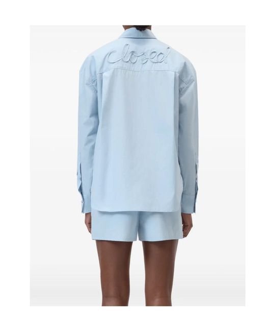 Closed Blue Embroidered Oversized Shirt