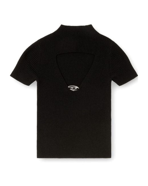 DIESEL Black M- Cut-Out Oval Hardware T-Shirt