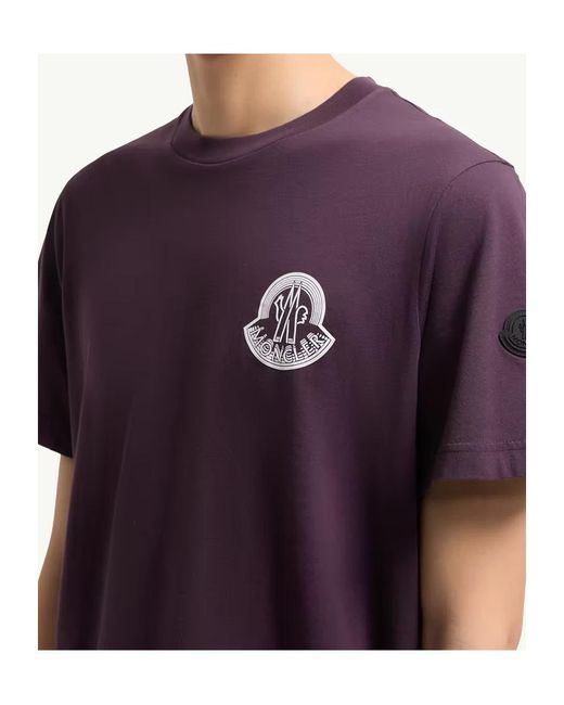 Moncler Purple Logo Cotton Jersey T-Shirt for men