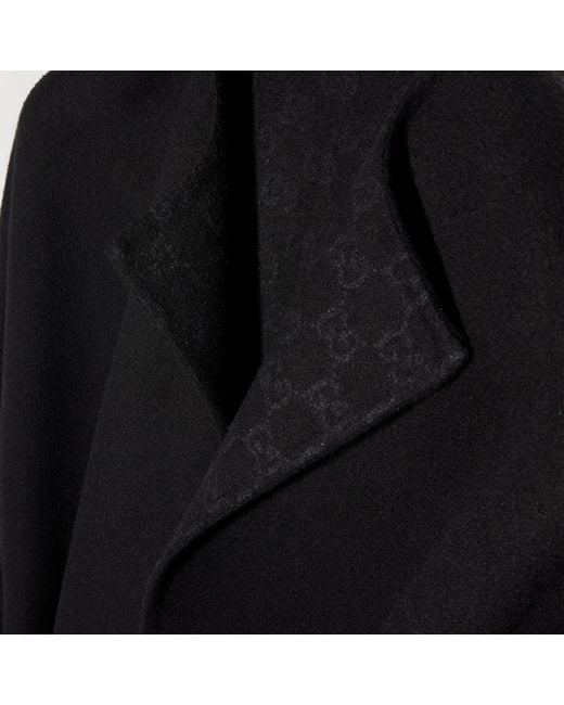 Gucci Black Long Coat With Gg Inside
