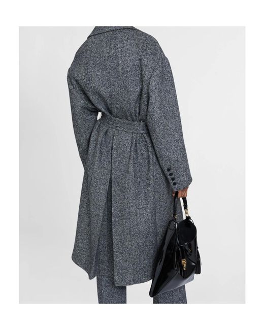 Ermanno Scervino Gray Single-Breasted Tailored Coat With A Masculine Fit And Belt for men