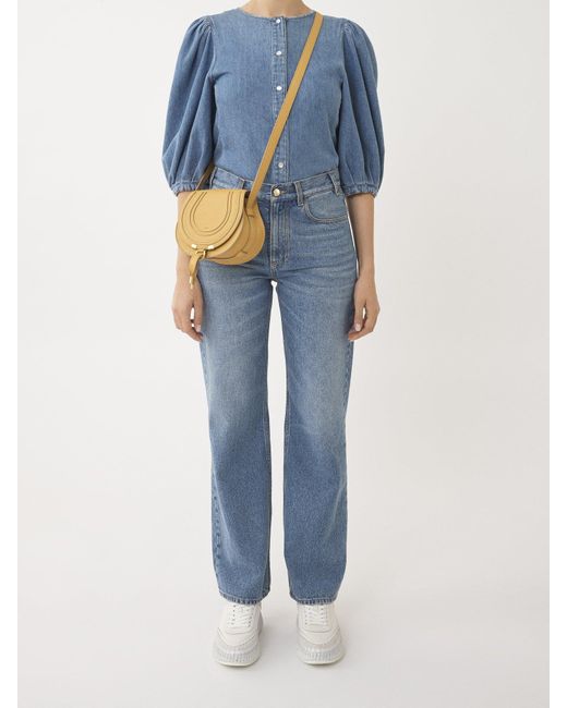 Chloé Yellow Small Marcie Leather Crossbody Bag