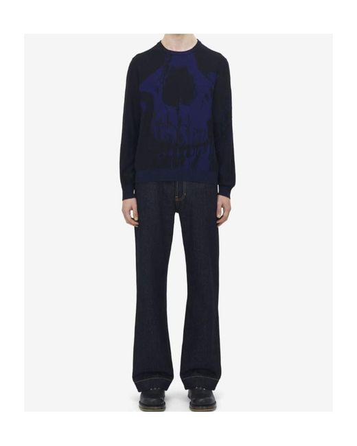 McQueen Blue Crew-Neck Sweater for men