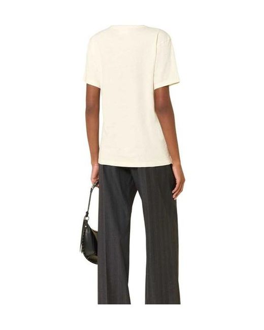 Isabel Marant Natural Graphic-Print Slub-Texture T-Shirt