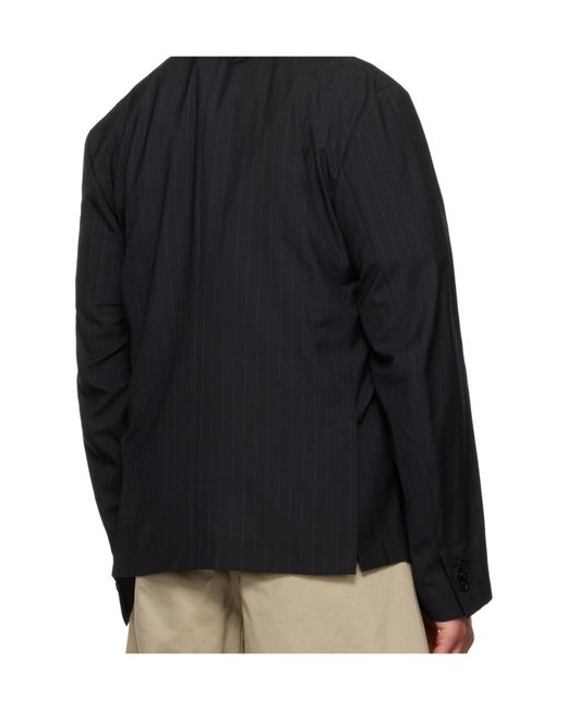 Sacai Blue Pinstriped Button Jacket for men