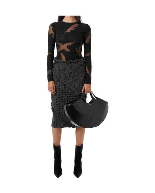 McQueen Blue Ink Print Long-Sleeve Cropped Top