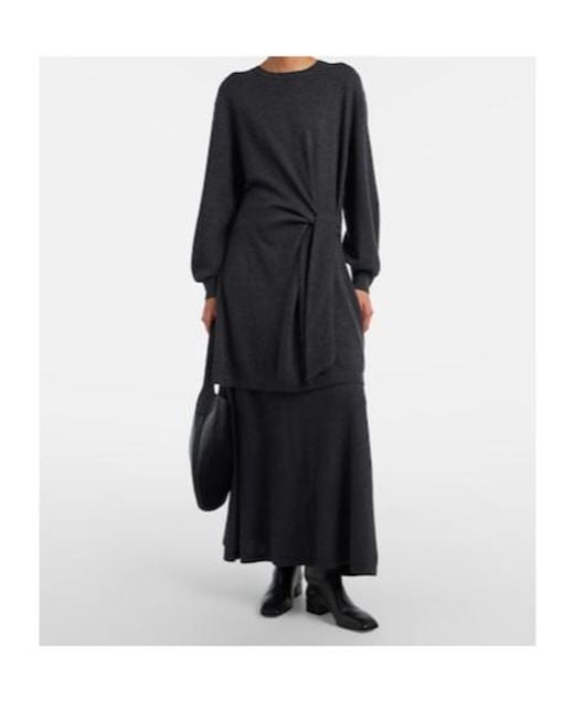 Lisa Yang Black Abrielle Gathered Cashmere Sweater Dress